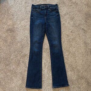 American Eagle high waist kick bootcut 4 long jeans high rise dark wash stretch